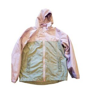 Eddie Bauer Girls Lavender Grey Hooded Jacket With Inner‎ Fleece Lining Size 7/8